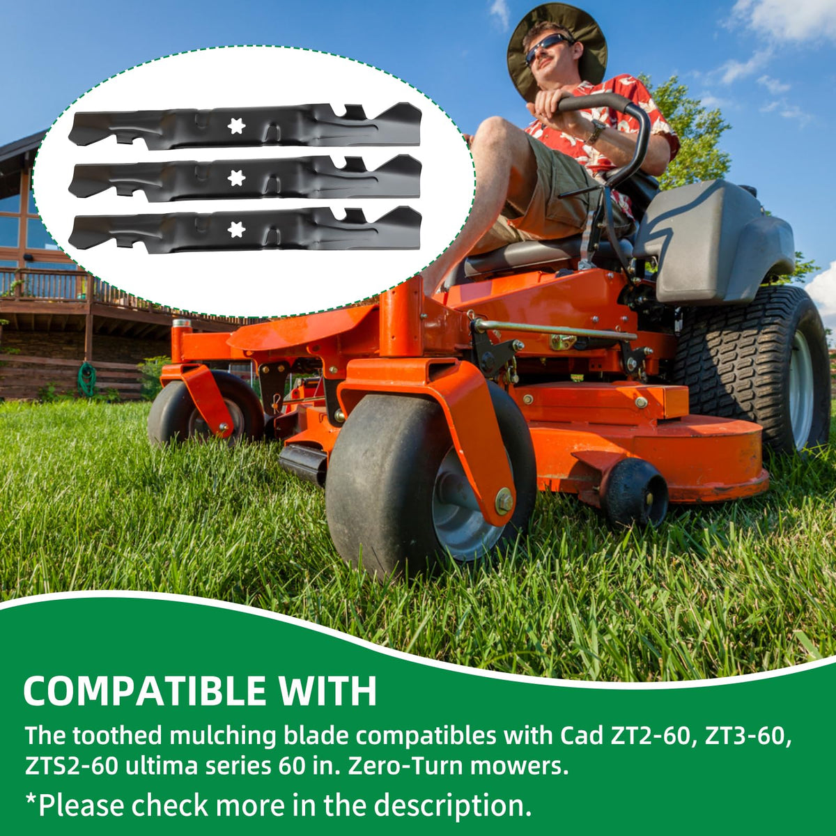 Wyevee ZTS2-60 Ultima Series blade for sturdy deck compatibility and clean cuts.