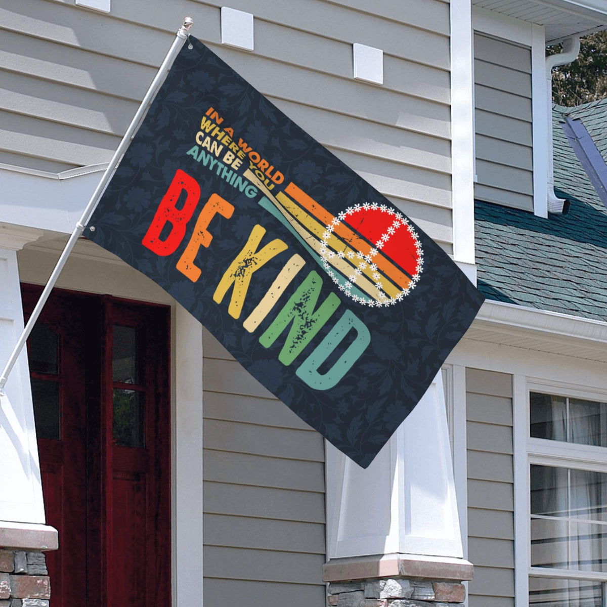 WYFQ501 Be Kind Flags, durable polyester with fade-proof colors endure outdoor use.