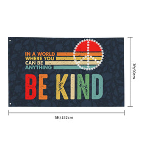 WYFQ501 Be Kind Flags indoor-outdoor banner for versatile wall or yard display.