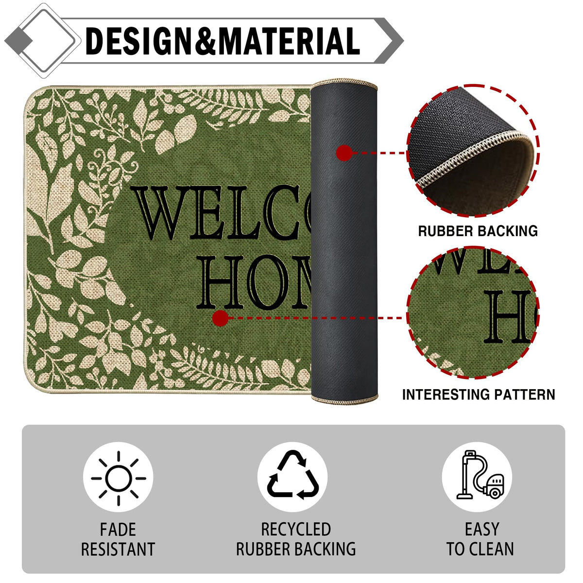 Wylumen Welcome Spring doormat decorative leaves brighten entryways year-round for curb appeal.