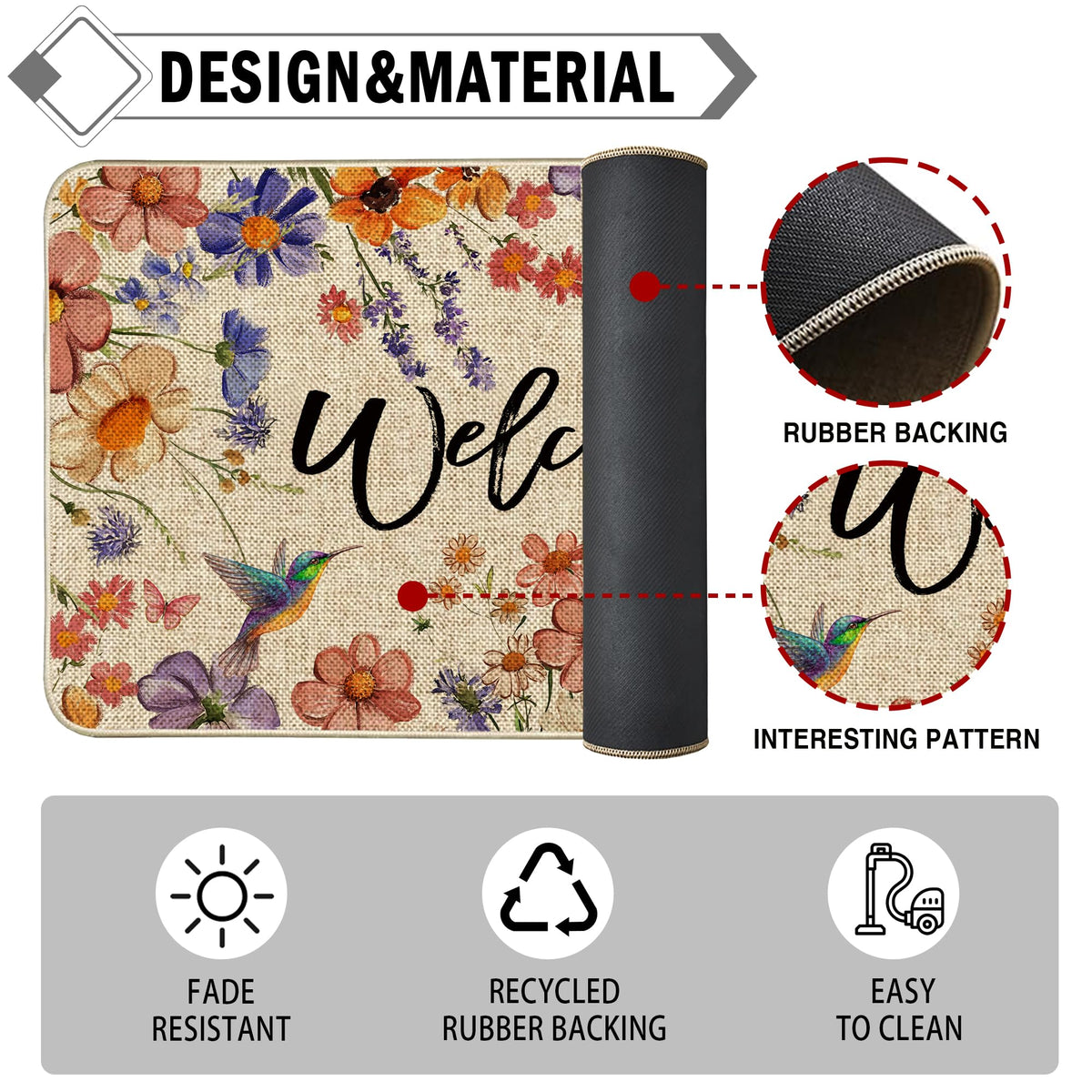 Wylumen Wildflower easy-clean mat simplifies maintenance after dust mud or pet paws.