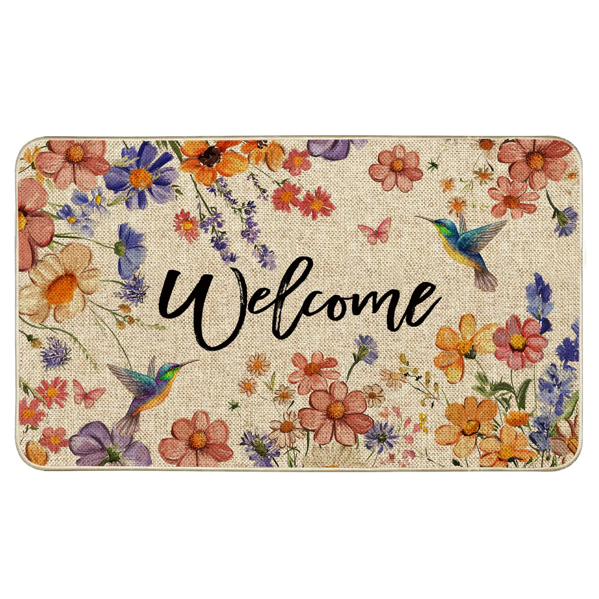 Wylumen Wildflower Welcome Doormat greets guests while trapping dirt at the doorway.