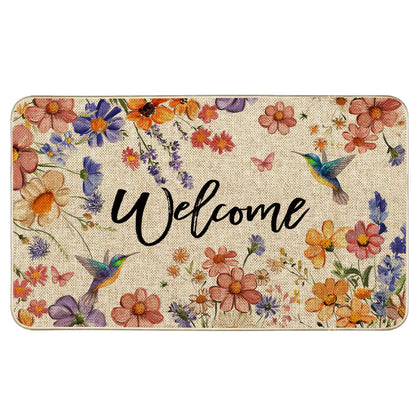 Wylumen Wildflower Welcome Doormat greets guests while trapping dirt at the doorway.