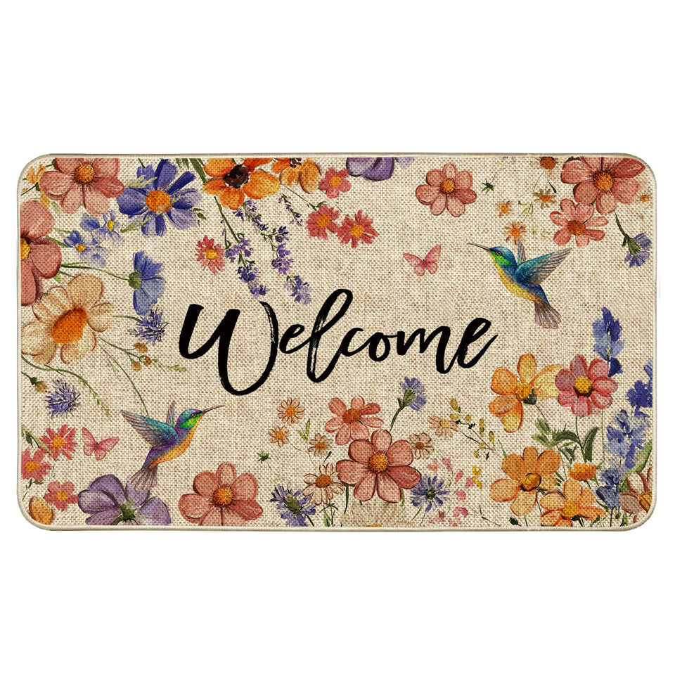 Wylumen Wildflower Welcome Doormat greets guests while trapping dirt at the doorway.