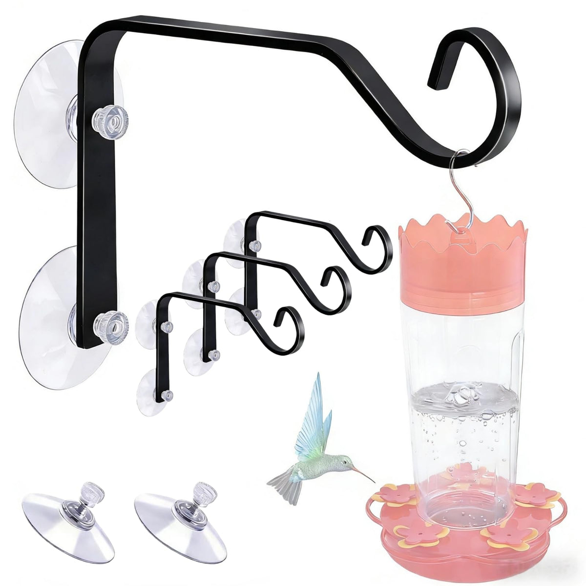 WYLUNBI window suction hanger for hummingbird feeder enables close-up bird watching