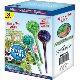 Wyndham House watering globe set designed for 12-inch length to hydrate soil slowly.