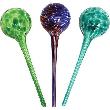 Wyndham House watering globe set with colorful hand-blown glass bulbs for indoor plants.