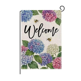 Wyooxoo floral welcome flag 12x18, double-sided for visible decor from every angle.