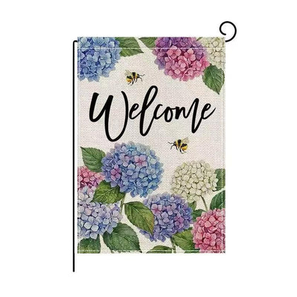 Wyooxoo floral welcome flag 12x18, double-sided for visible decor from every angle.