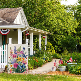 Wyooxoo flower garden flag double-sided pattern visible from both directions