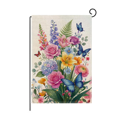 Wyooxoo flower garden flag front view with double-sided design for outdoor welcome