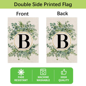 WYOOXOO Monogram B garden flag displayed on porch outdoors