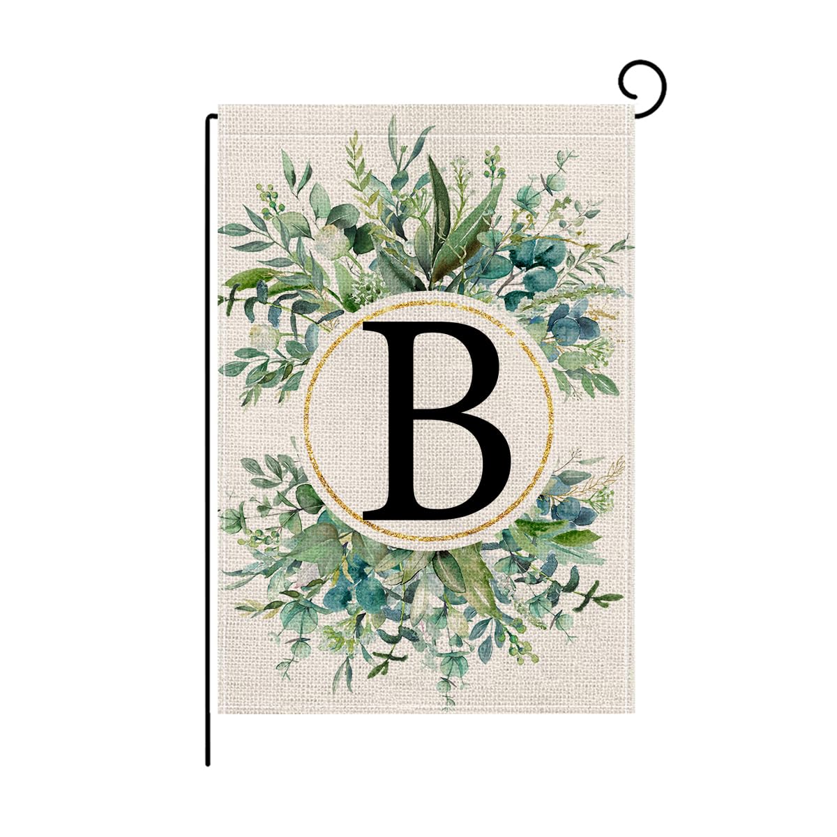 Wyooxoo monogram B floral garden flag on porch adds personal charm to outdoor decor.