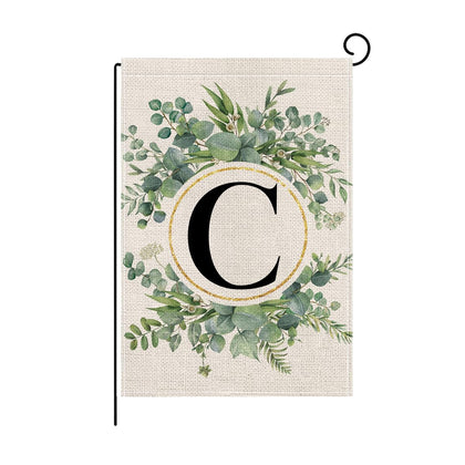 Wyooxoo monogram C floral garden flag 12x18, double-sided for outdoor display.