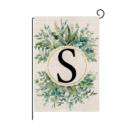 Wyooxoo monogram S floral garden flag outdoor decor; durable burlap-like fabric.