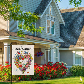 Wyooxoo patio flag hanging on porch decorates outdoor space.
