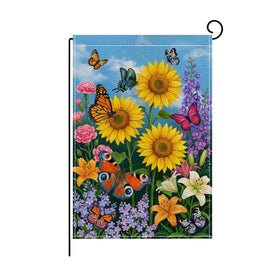 Wyooxoo Spring Summer Floral Flag 12x18 inches displayed outdoors for welcoming curb appeal
