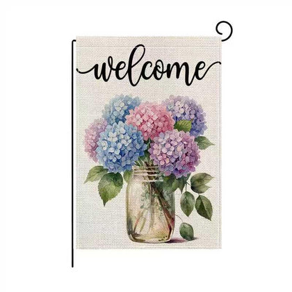 Wyooxoo Welcome Garden Flag 12x18 with double-sided floral design for outdoor display.