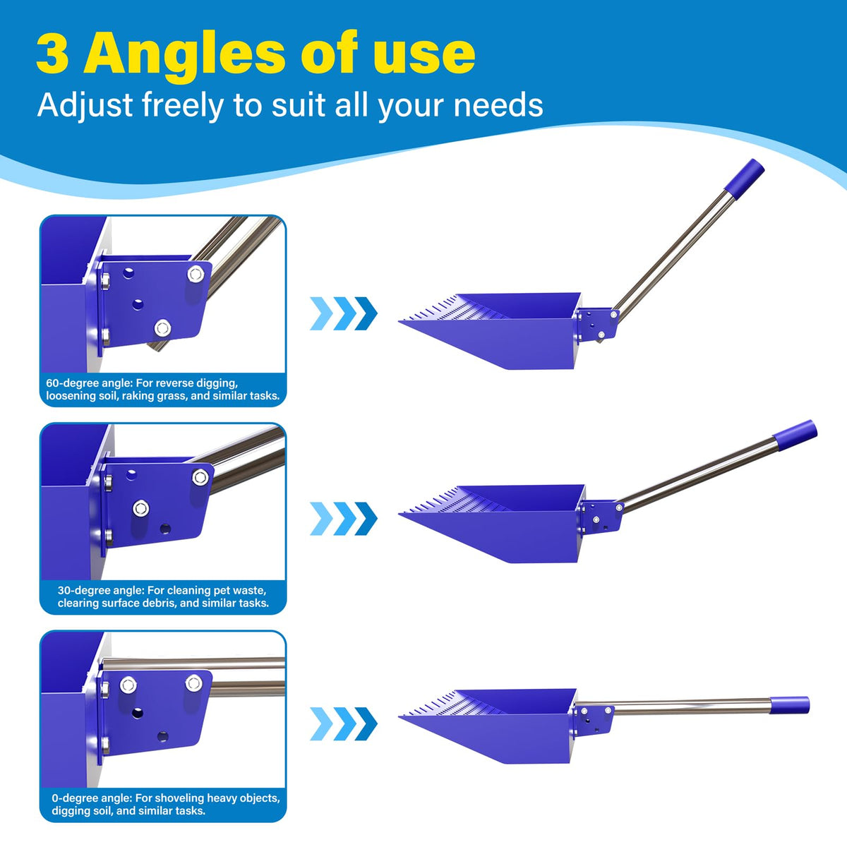 Wysperix 12-inch scoop head covers more area for faster cleaning.