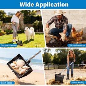 Wysperix backyard farm tool as a versatile scooping and sifting solution.