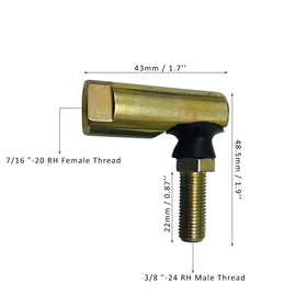 Tie rod end with precise 7/16-20 RH and 3/8-24 RH threads.