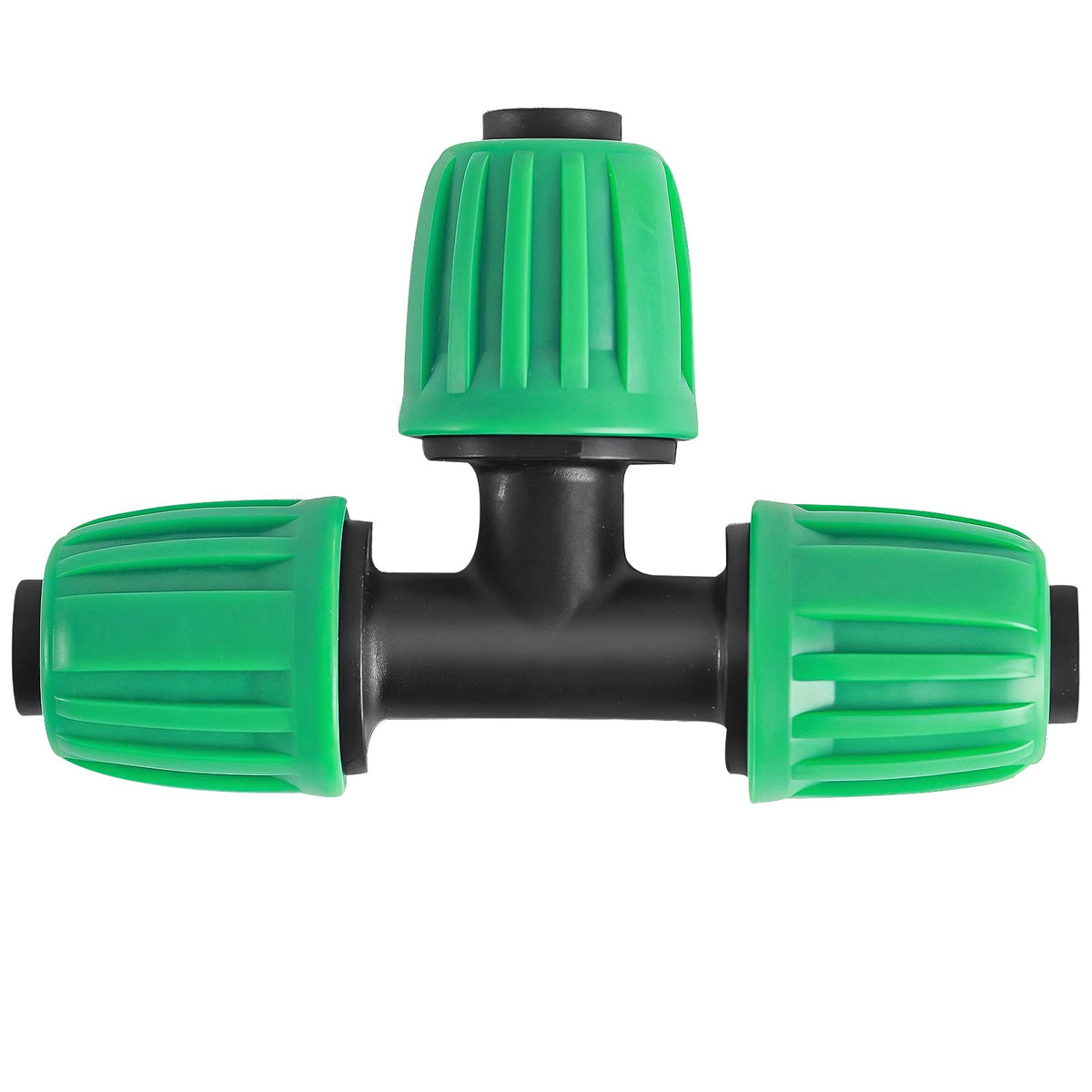 WZFLRUA 12-pack 1/2-inch drip irrigation tees show secure barbed connections for reliable watering.