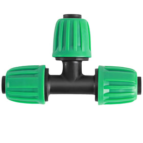 WZFLRUA 12-pack 1/2-inch drip irrigation tees show secure barbed connections for reliable watering.