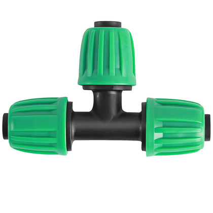 WZFLRUA 12-pack 1/2-inch drip irrigation tees show secure barbed connections for reliable watering.