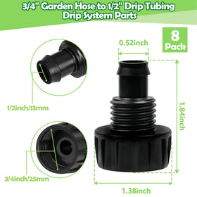 WZFLRUA 3/4-inch female thread to 1/2-inch drip adapter barbed fitting.