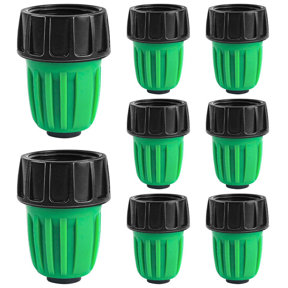 WZFLRUA eight-pack 3/4-inch female thread adapter connects garden hose to drip tubing.