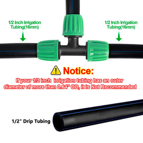 WZFLRUA high-impact plastic drip tee for durable outdoor irrigation fittings.