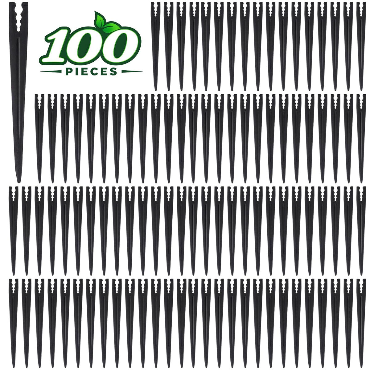 WZFLRUA drip stake 100-pack visible for quick garden irrigation setup