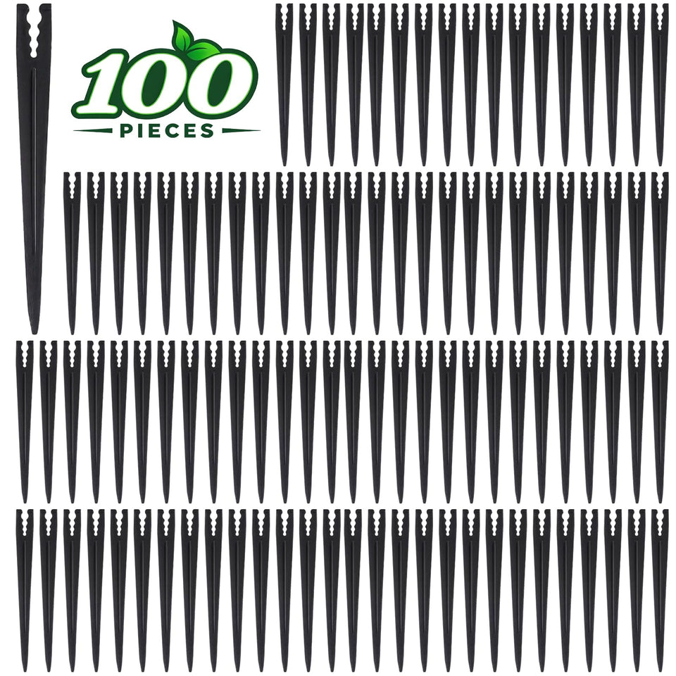 WZFLRUA drip stake 100-pack visible for quick garden irrigation setup