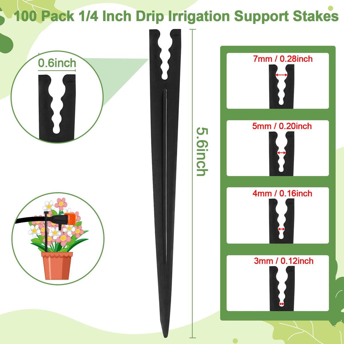 WZFLRUA drip stake in-use side view shows easy installation