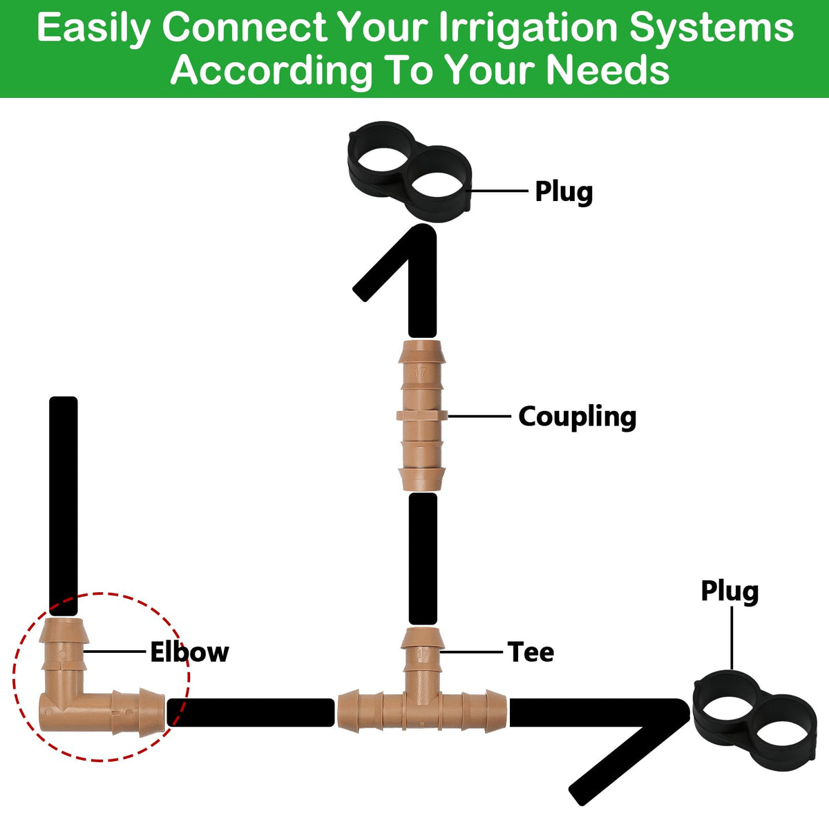 WZFLRUA versatile garden irrigation elbow for raised beds and greenhouses