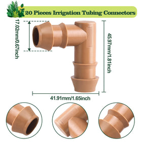 WZFLRUA half-inch drip elbow fittings ready to join tubing