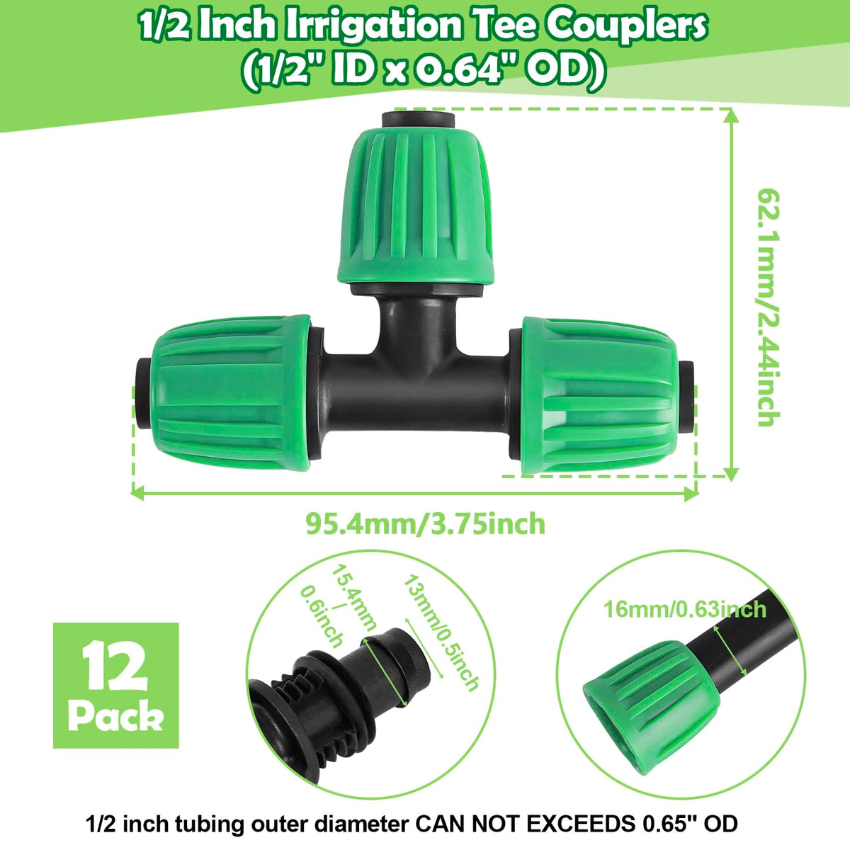 WZFLRUA locking barbed tee provides leak-free 1/2-inch irrigation junction.