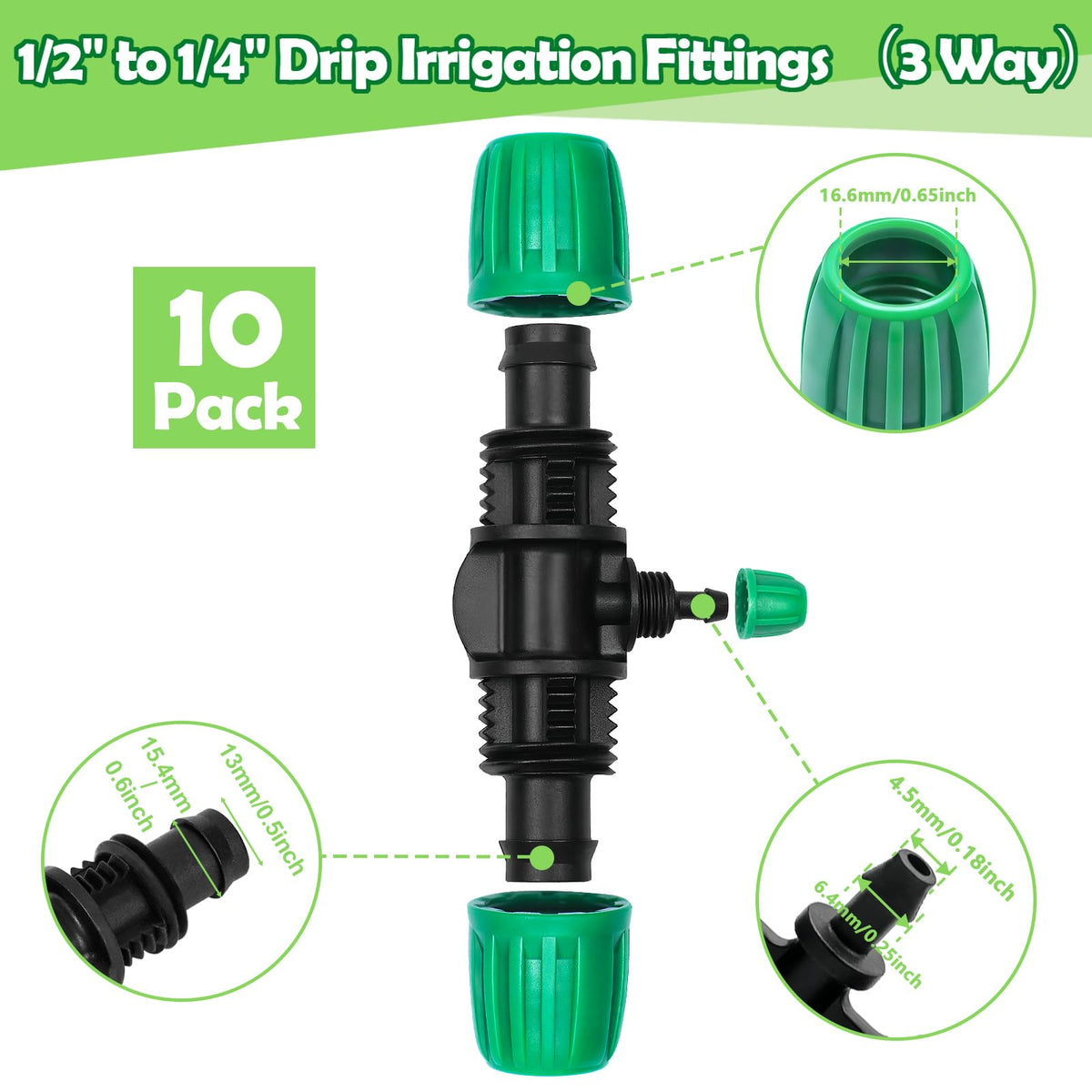 WZFLRUA 1/2 to 1/4 inch drip tee close-up for secure connections