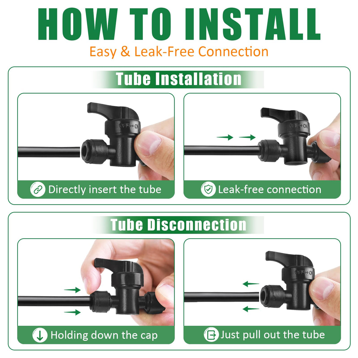 WZFLRUA tubing connection option enables easy installation, removal, and reconfiguration.