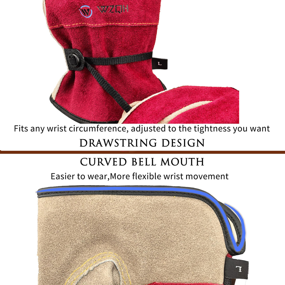 WZQH leather gloves with cotton lining for comfortable grip