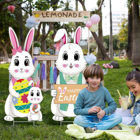 WZSTNBLA Easter decor sign with bright patterns enhances spring curb appeal.
