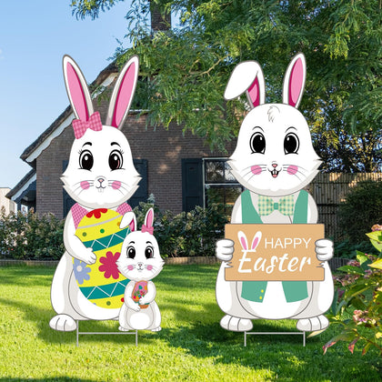 WZSTNBLA Easter yard sign bunny stand 30in adds vibrant outdoor focal point.