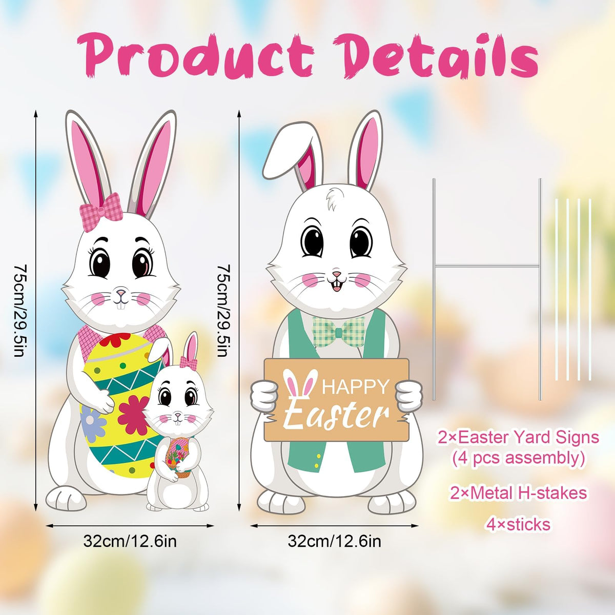 WZSTNBLA bunny yard sign variant-b adds playful charm to lawns and porches.