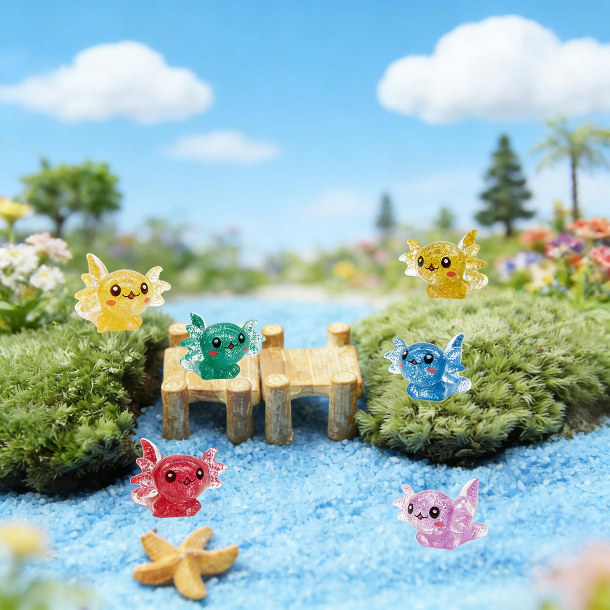 X Hot Popcorn axolotl figures for fairy garden centerpiece displays