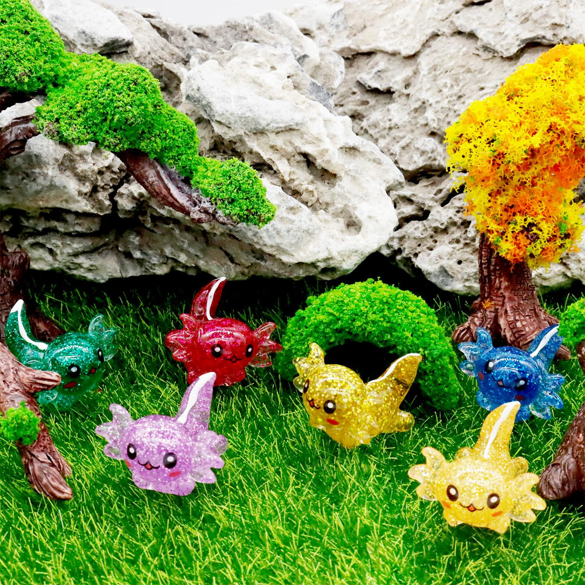 X Hot Popcorn axolotl for moss landscapes and plant pots