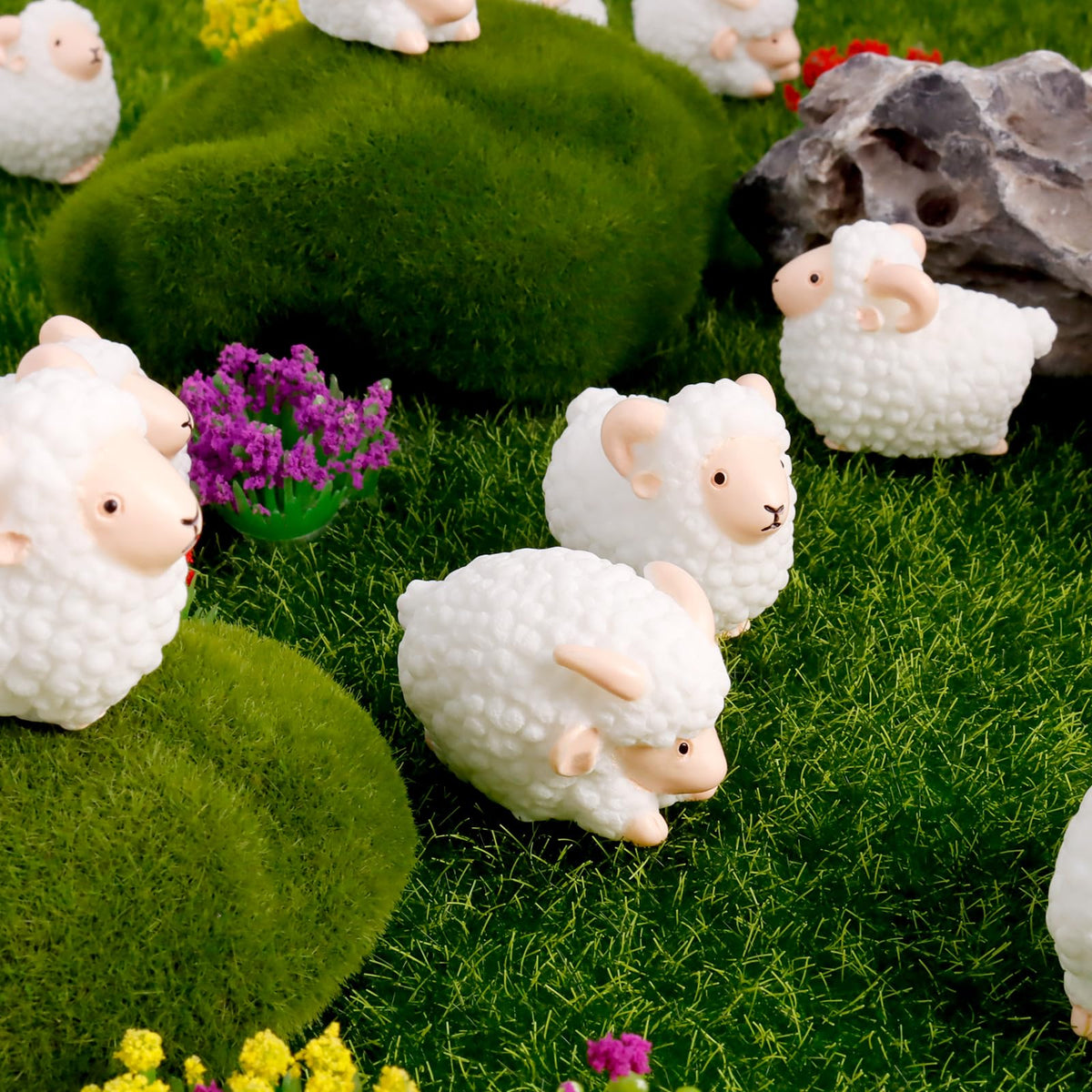 X Hot Popcorn resin sheep figurine brightens shelves and desks.