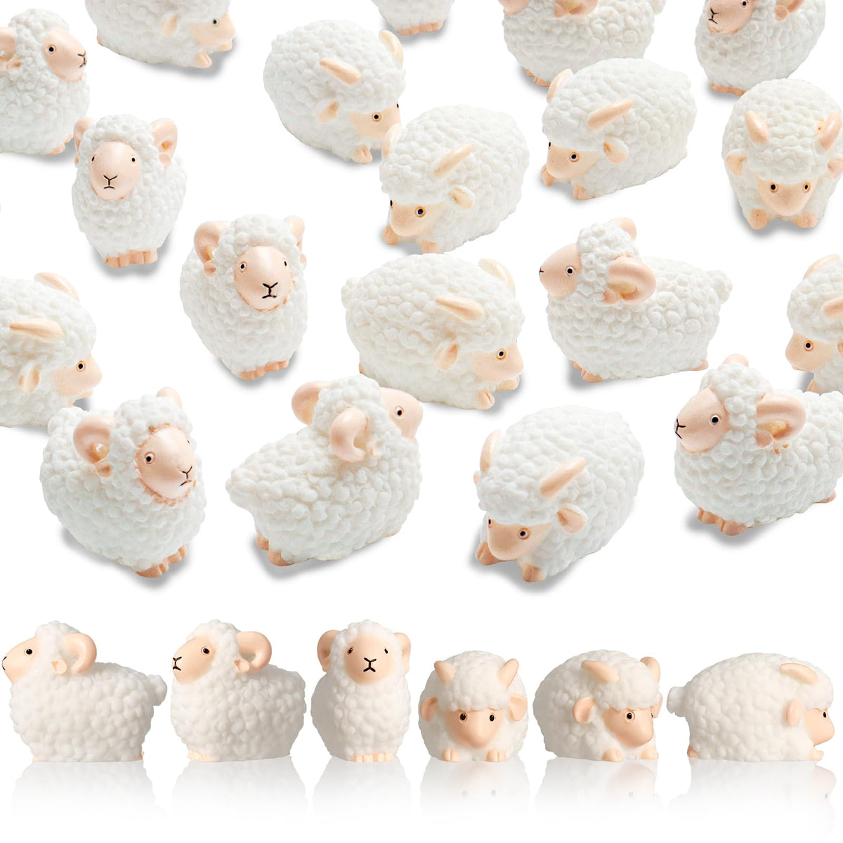X Hot Popcorn white sheep miniature figurine for fairy garden displays.