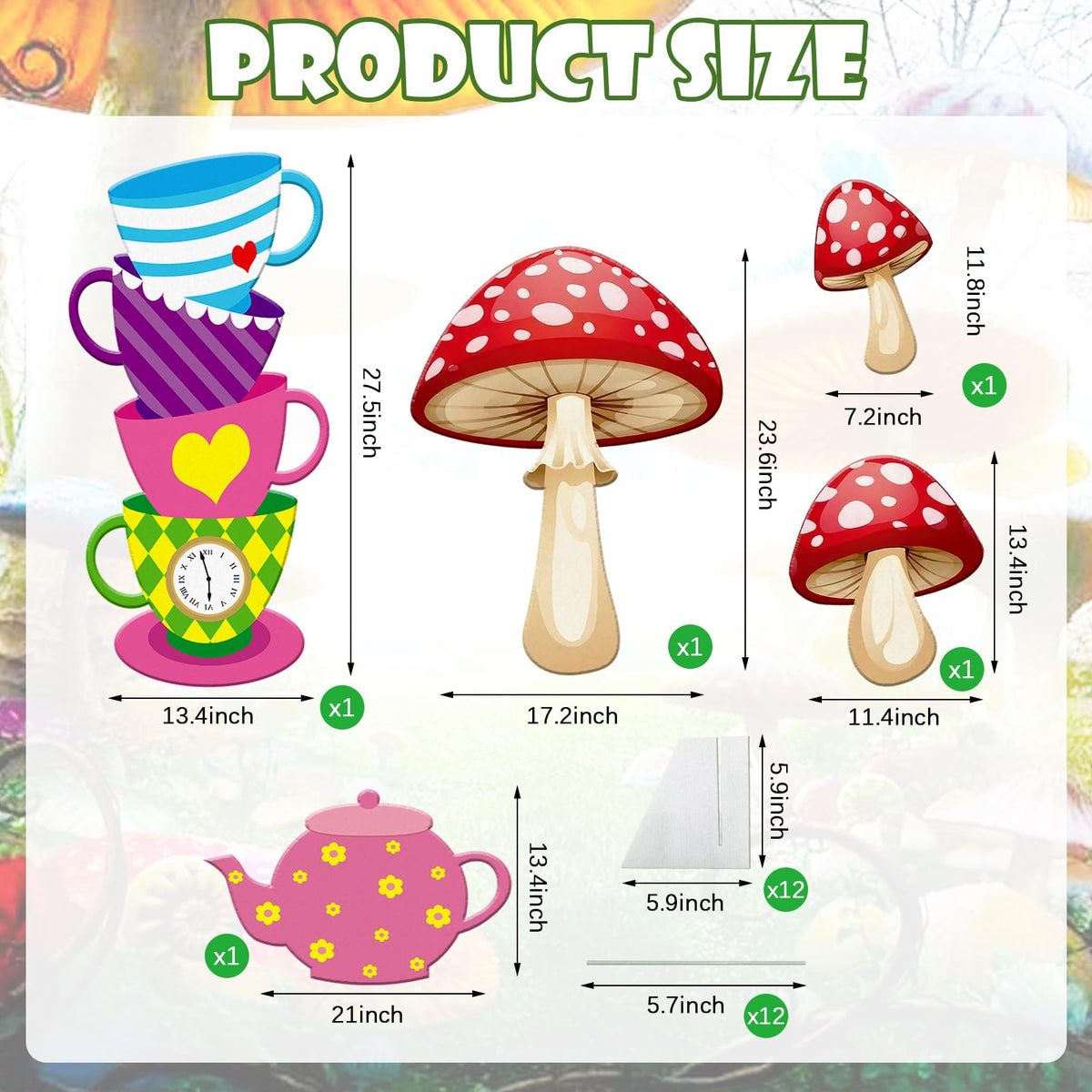 X-Kingsun Wonderland teapot garden sign with base for sturdy yard display.