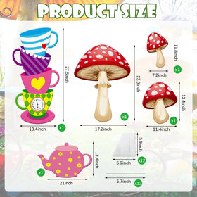 X-Kingsun Wonderland teapot garden sign with base for sturdy yard display.