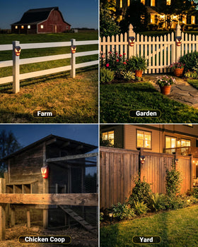 X-octenol Solar Night Guardian Lights for coop and yard deters nocturnal visitors.